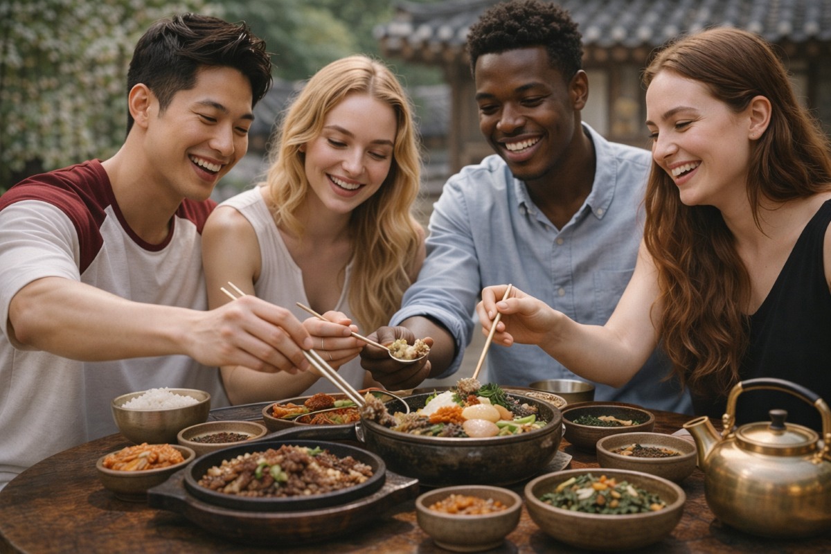 여러 사람이 함께 나누는 한국 음식의 공유 문화